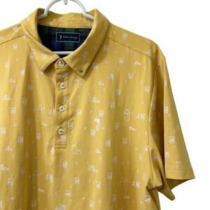William Murray Men Sz Large Yellow Cocktail Drink Short Sleeve Polo Shirt Golf